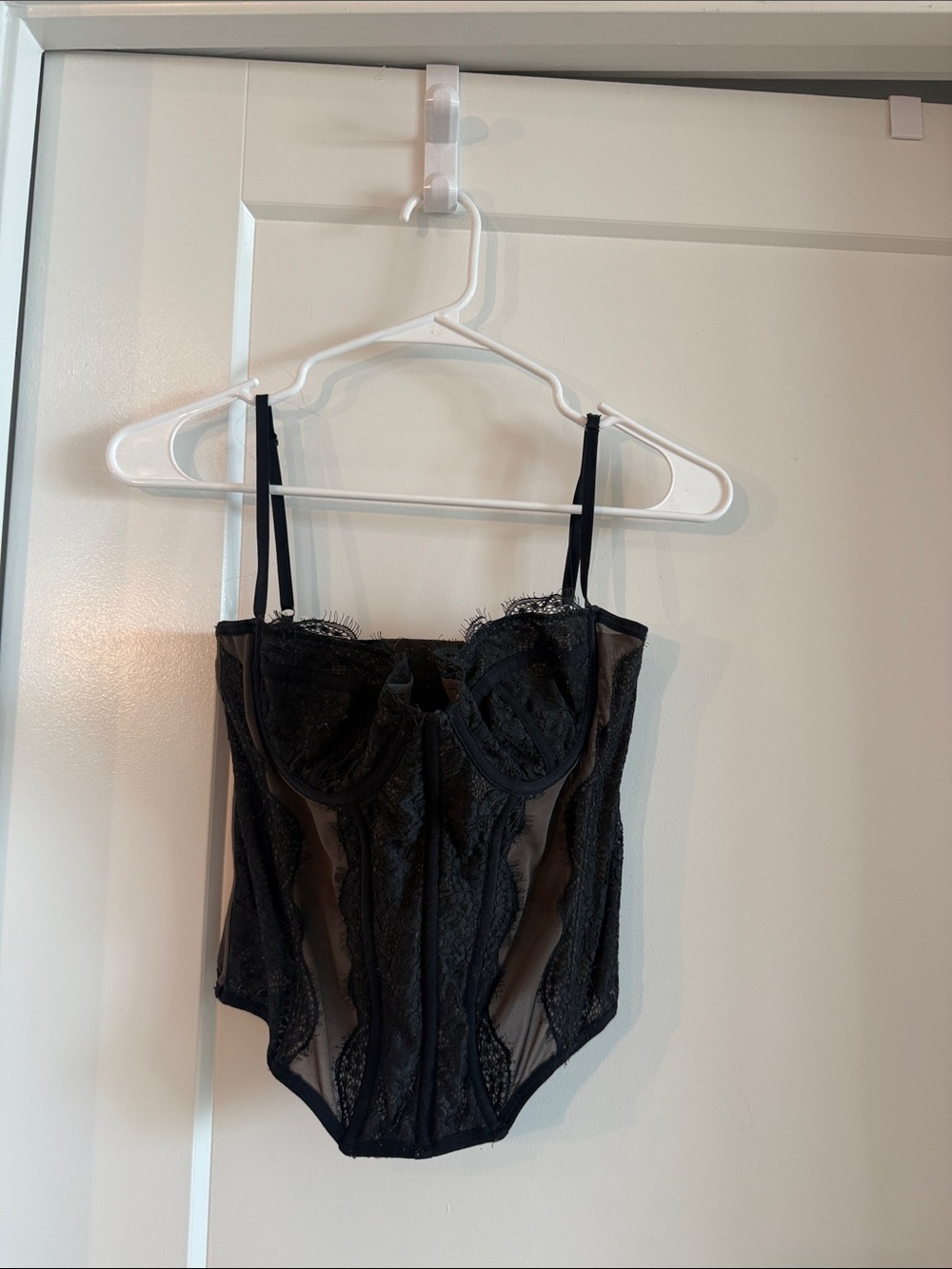 Urban Outfitters Black Lace Mesh Crop Bustier Top